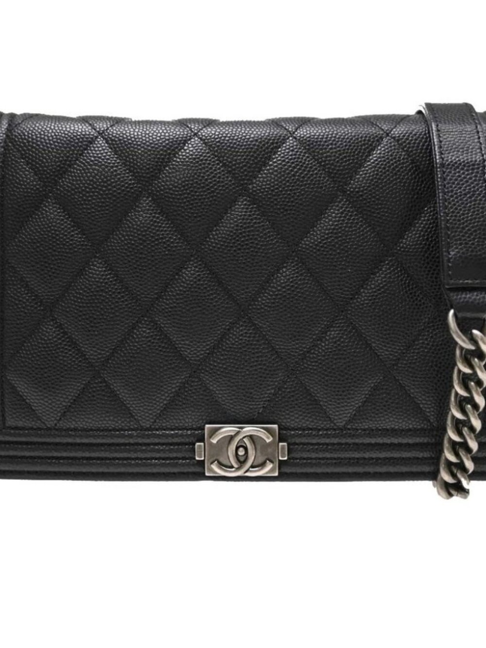 Chanel Black Calfskin Chain WOC Shoulder Bag